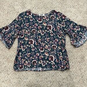 Verse Blue Floral Bell Sleeve Blouse size M